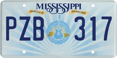MS license plate PZB317