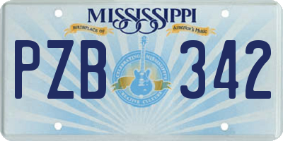 MS license plate PZB342