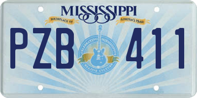 MS license plate PZB411
