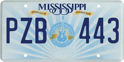 MS license plate PZB443