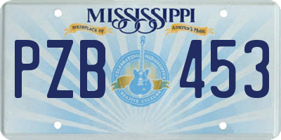 MS license plate PZB453