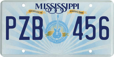 MS license plate PZB456