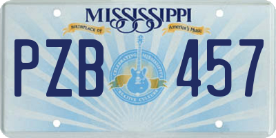 MS license plate PZB457