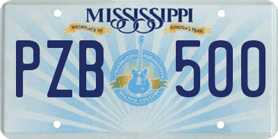 MS license plate PZB500