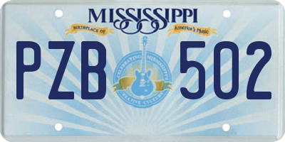 MS license plate PZB502