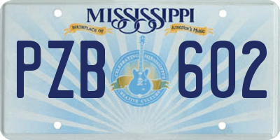 MS license plate PZB602