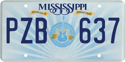 MS license plate PZB637