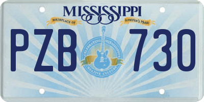 MS license plate PZB730