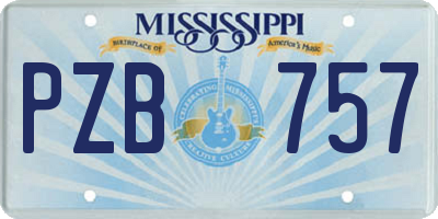 MS license plate PZB757