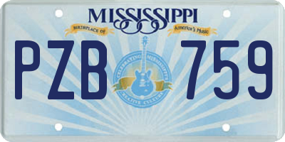 MS license plate PZB759