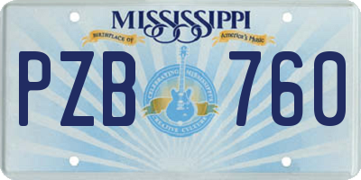 MS license plate PZB760