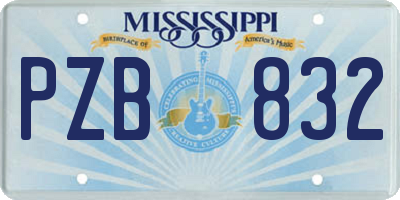 MS license plate PZB832