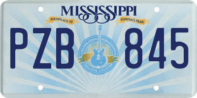 MS license plate PZB845