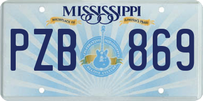 MS license plate PZB869