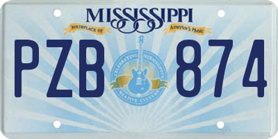 MS license plate PZB874