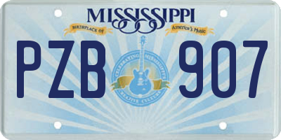 MS license plate PZB907