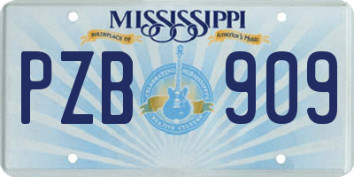 MS license plate PZB909