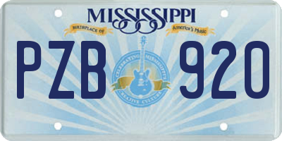 MS license plate PZB920
