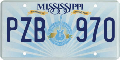 MS license plate PZB970