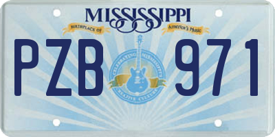 MS license plate PZB971