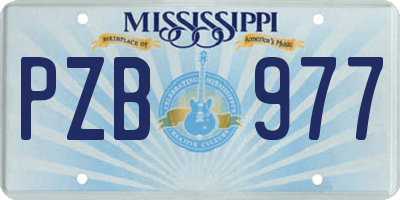 MS license plate PZB977