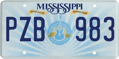 MS license plate PZB983