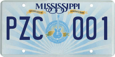 MS license plate PZC001