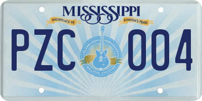 MS license plate PZC004