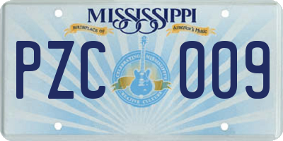 MS license plate PZC009
