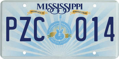 MS license plate PZC014