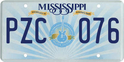 MS license plate PZC076