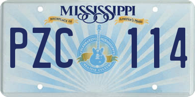 MS license plate PZC114