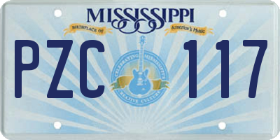 MS license plate PZC117