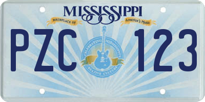MS license plate PZC123