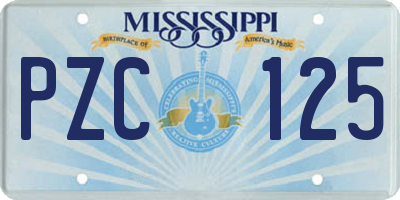 MS license plate PZC125