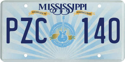MS license plate PZC140