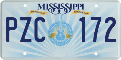 MS license plate PZC172