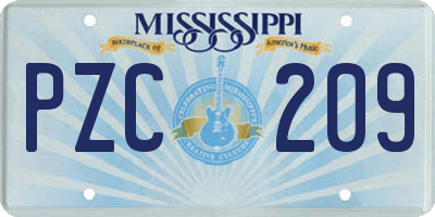 MS license plate PZC209