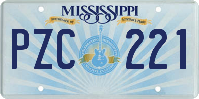 MS license plate PZC221