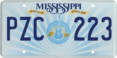 MS license plate PZC223