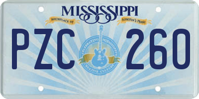 MS license plate PZC260