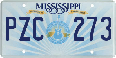MS license plate PZC273