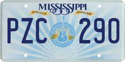 MS license plate PZC290