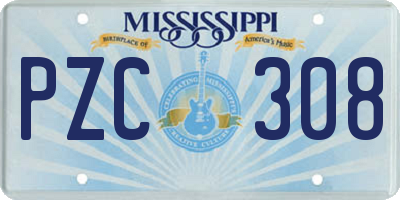 MS license plate PZC308