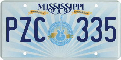 MS license plate PZC335