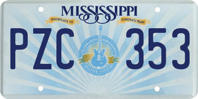 MS license plate PZC353