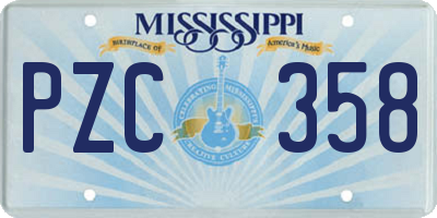 MS license plate PZC358