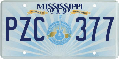 MS license plate PZC377