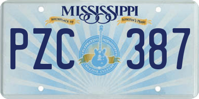 MS license plate PZC387
