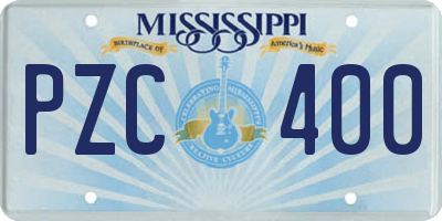 MS license plate PZC400